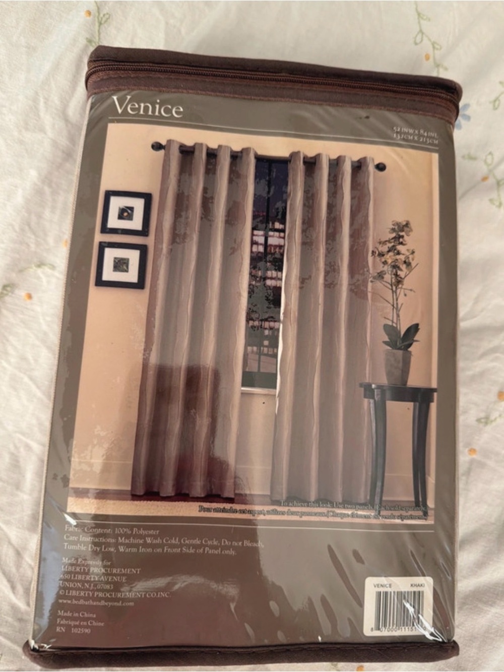 Bed Bath & Beyond Venice Grommet Curtain Panel in Taupe - Picture 4 of 4